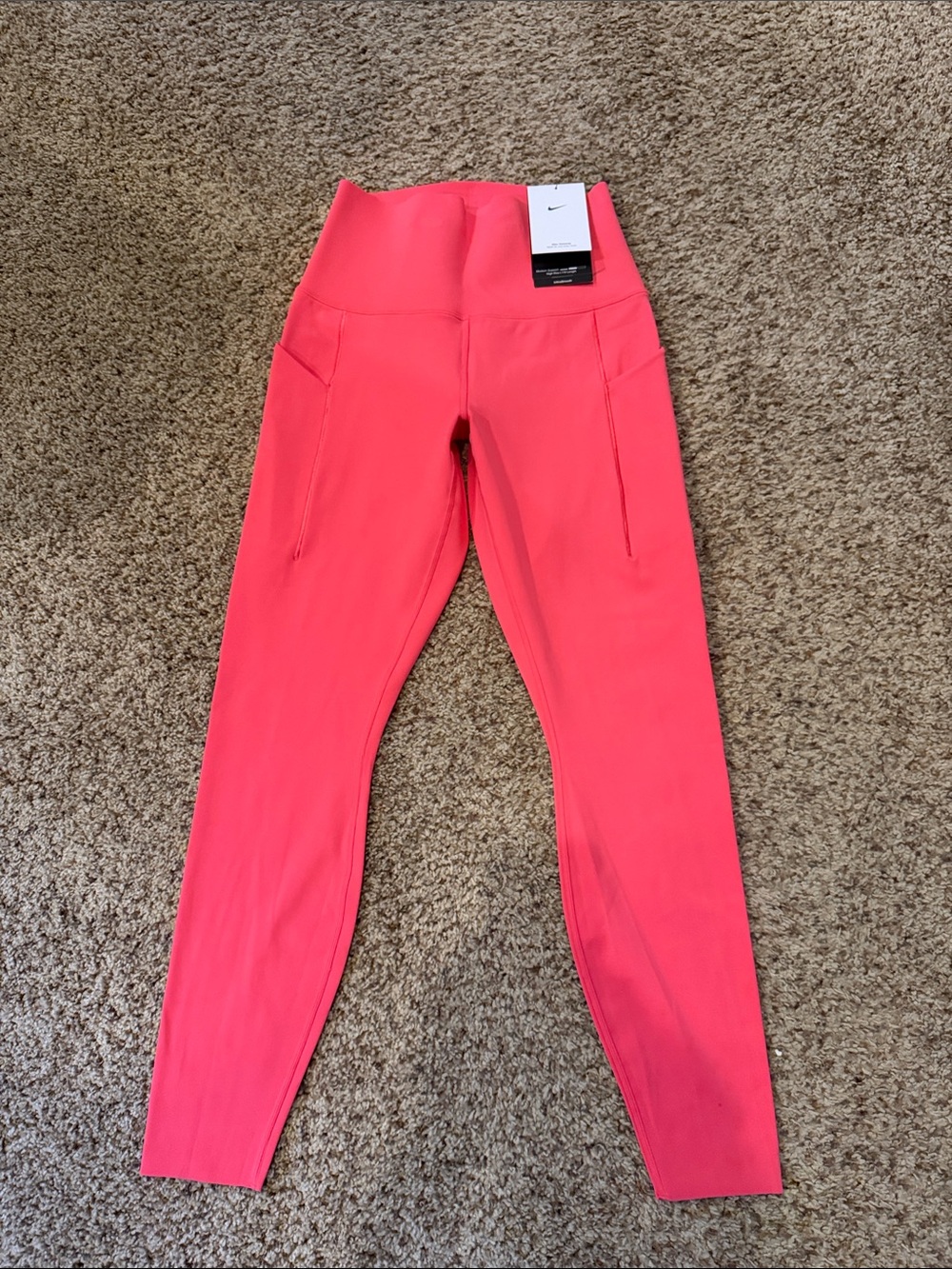 Nike Coral/Pink High-Waist Performance Leggings 7/8 length